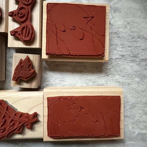 Stampin’ Up! Vintage 2000 & 2003 Christmas Holiday Sprit Stamp Set Of 9 Stamps - Picture 9 of 14